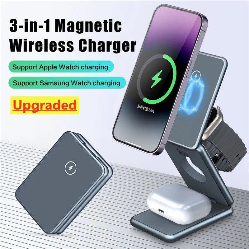Portable and foldable 3 in 1 magnetic wireless charger - Sports, Wine & Gadgets