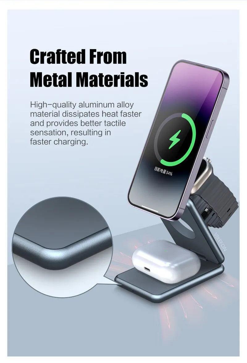 Chargeur magnétique sans fil 3 en 1, pour iPhone 12 à 15, Apple Watch –  Home Comfort